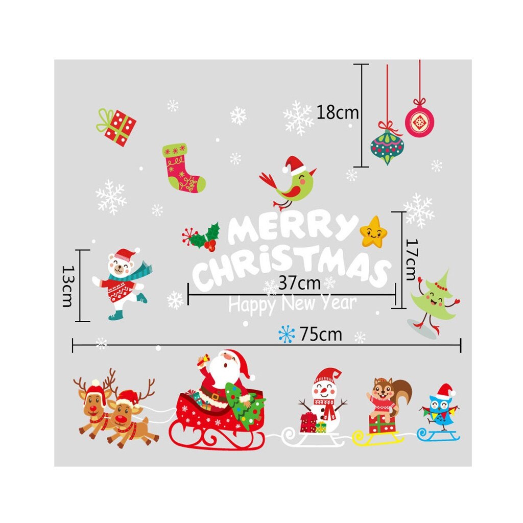 Merry Christmas Wall Sticker Window Glass Festival Wall Sticker Santa Mural Art Year Christmas Home Decoration Sticker