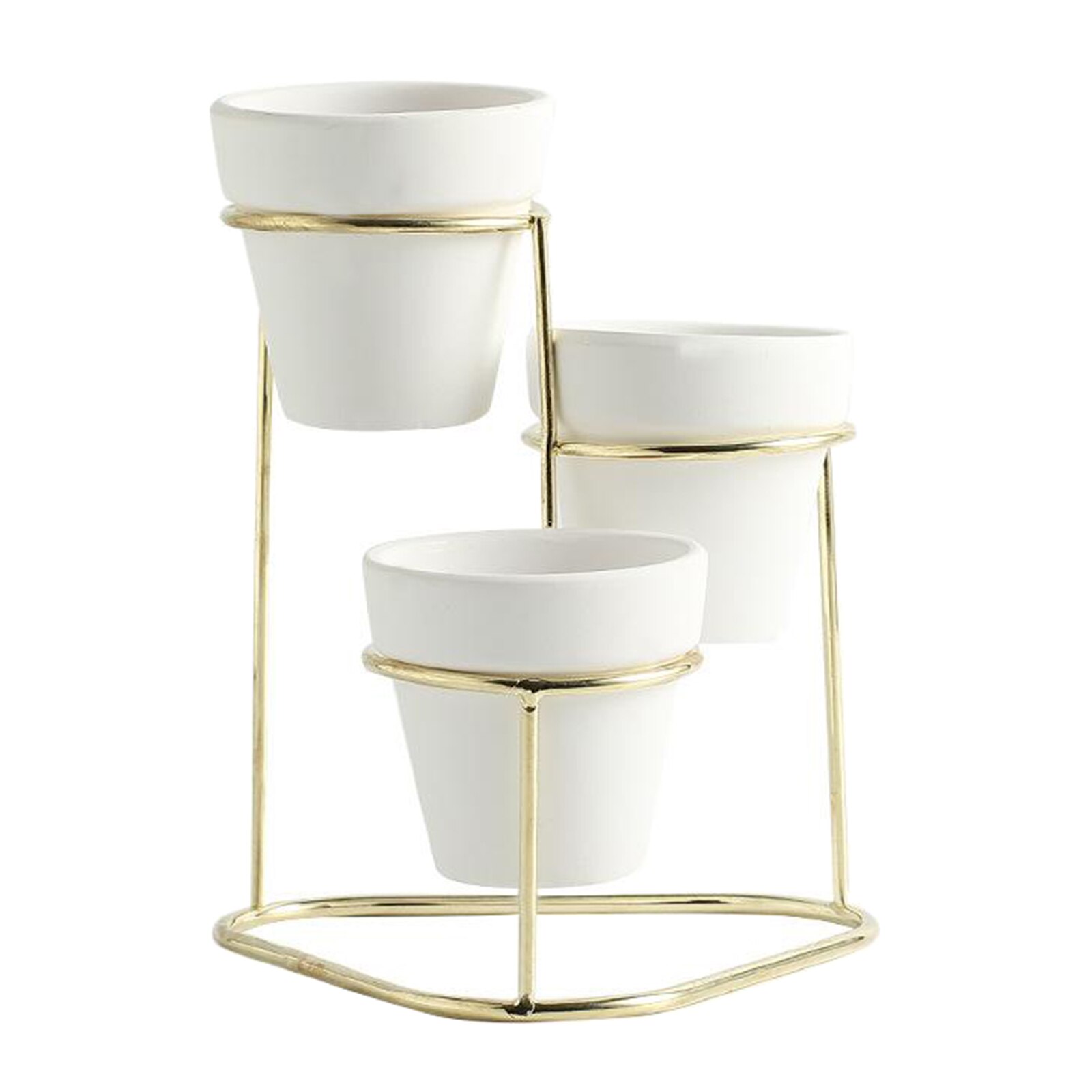 3Stck Mini Keramik Sukkulente Topf Blumentopf Pflanzer Metall Ständer einstellen Anzeige für Heimat Garten Liefert
