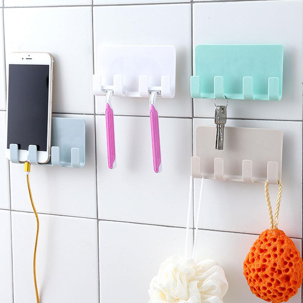 Phone Charging Holder Hook Socket Strong Sticky Adhesive Cell Phones Stand Rack Bathroom Hanging Shelf Razor Hanger