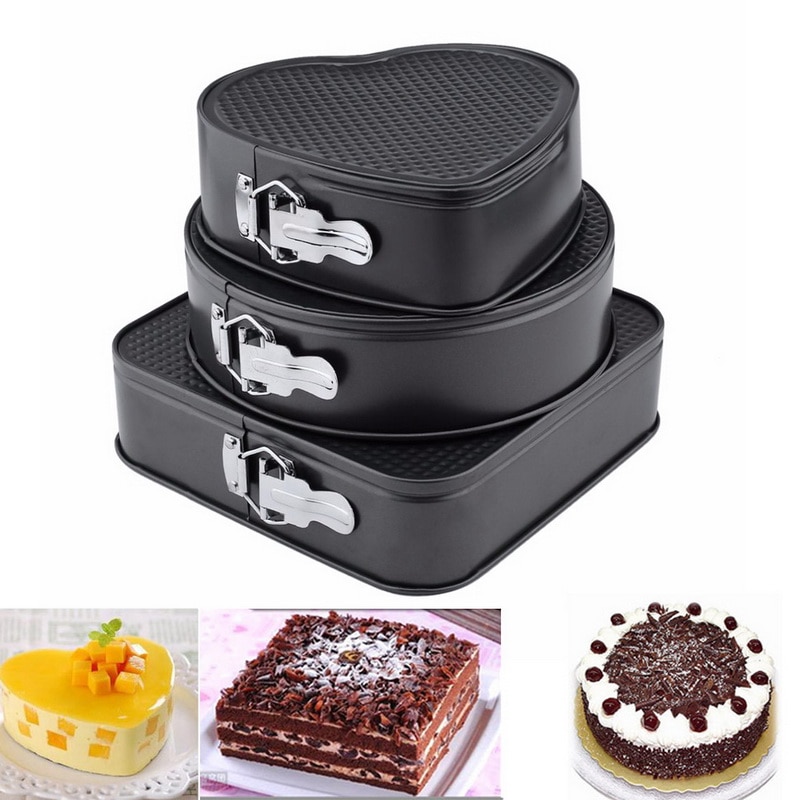 3PC Backformen Backen Pfannen Küche Kuchen Schimmel Kleine Runde Backform Schwere Kohlenstoff Nicht-Stock Slipknot Abnehmbare Basis tablett
