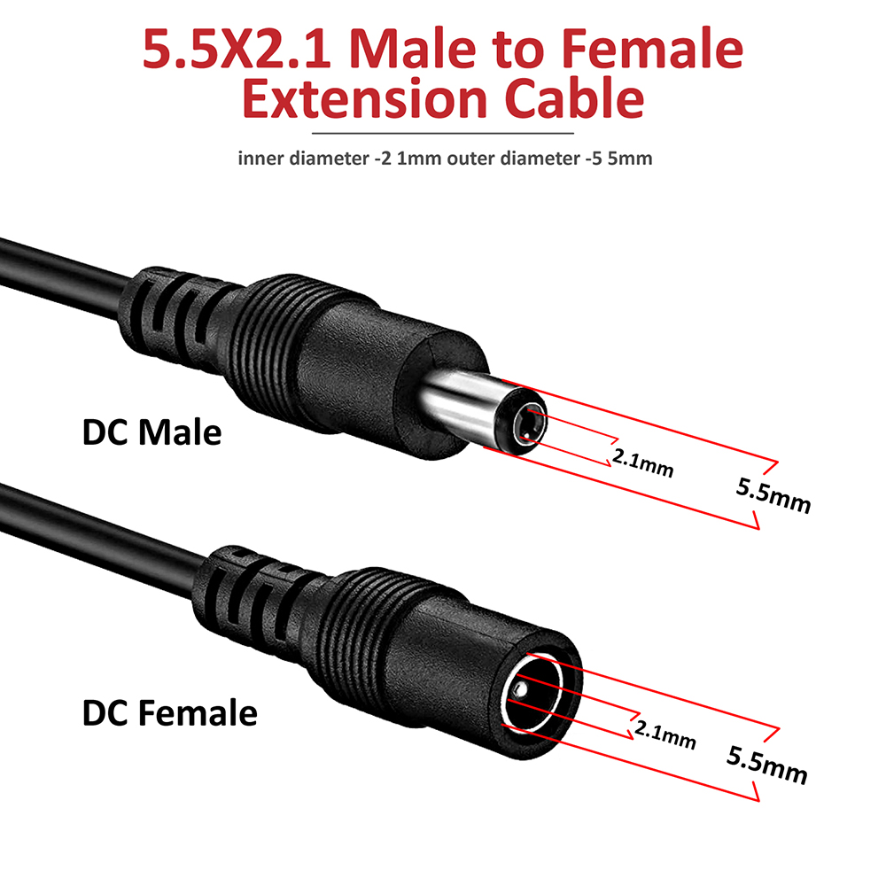 12V DC Extension Cable 5.5mm*2.1mm Male Female Power Cord Cable 1m 2m 3m 5m 10m Extend Wire for CCTV Camera DC Extend Power Cord