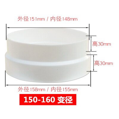 Universal Exhaust Hose Adapter Pvc Coupling Pipe Connector Fitting Diameter 80-200 Mm Duct Reducer for Air Ventilation Systems: 150-160mm