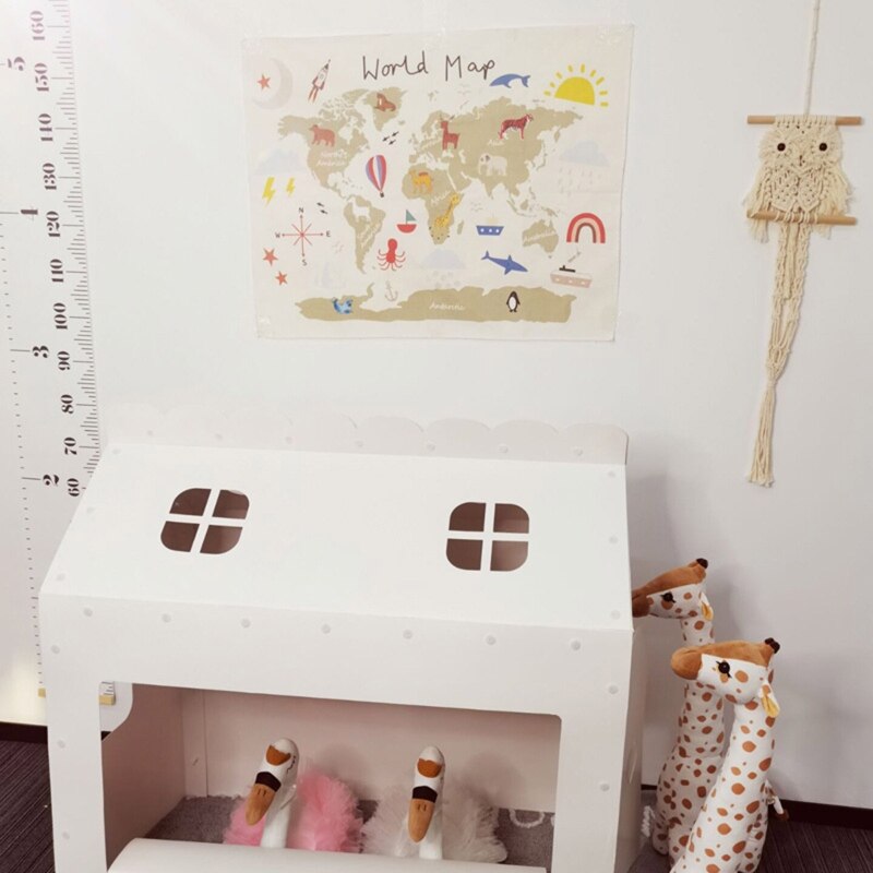 Nordic Educational Kids Room World Map Art Canvas Wall Hanging Painting Picture L4MC