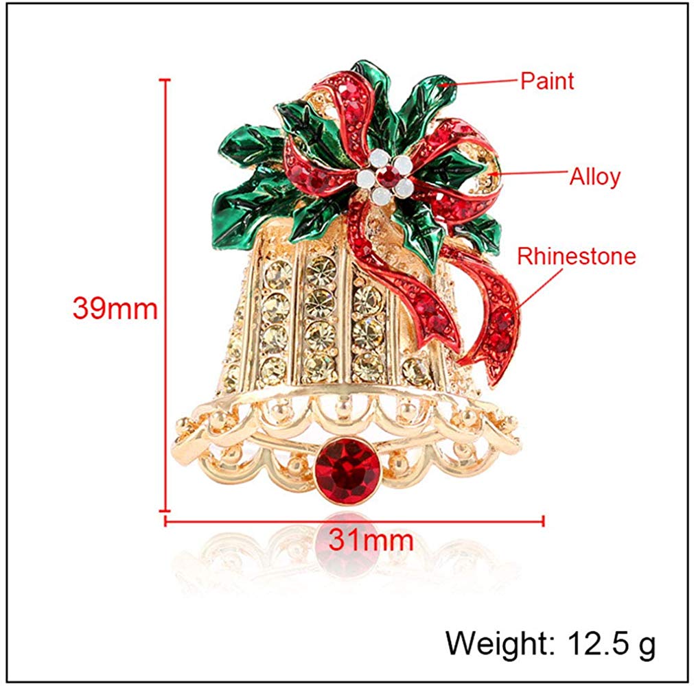 Farverige vintage rhinestones sløjfe juletræ klokker broche til kvinder jule jakkesæt nåle smykker frakke kjole tilbehør