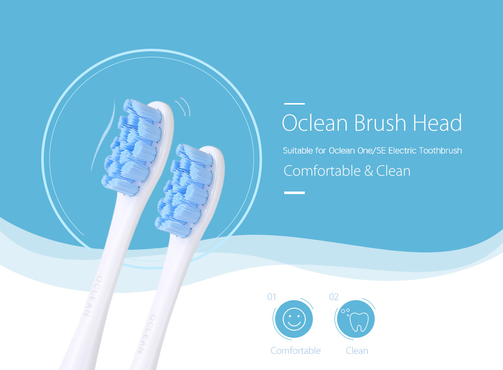 Original 2Pcs Oclean X/Z Replacement Brush Heads High-density Brilliant Planting Brush Heads for Electric Sonic Toothbrush