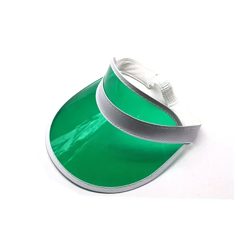 Outdoor Casual Green Color Transparent Anit-uv Plastic Face Sun Shield Hats Sun Visor Hats Golf Cap Rain Hat