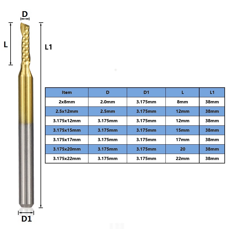Punte Per Legno Fresa Singola, 10 Pezzi Frese A Spirale In Carburo Di Tungsteno 10 Pezzi Fresa A Singolo Flauto Frese A CNC Codolo Da 4 Mm Gambo Per Taglio Su Acrilico