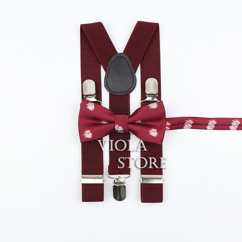 Christmas Year Suspender Bowtie Sets Men Women Boy Girl Kid Party Y-Back Shirt Braces Butterfly Belt Bow Tie Pants Accessory: Kids 1