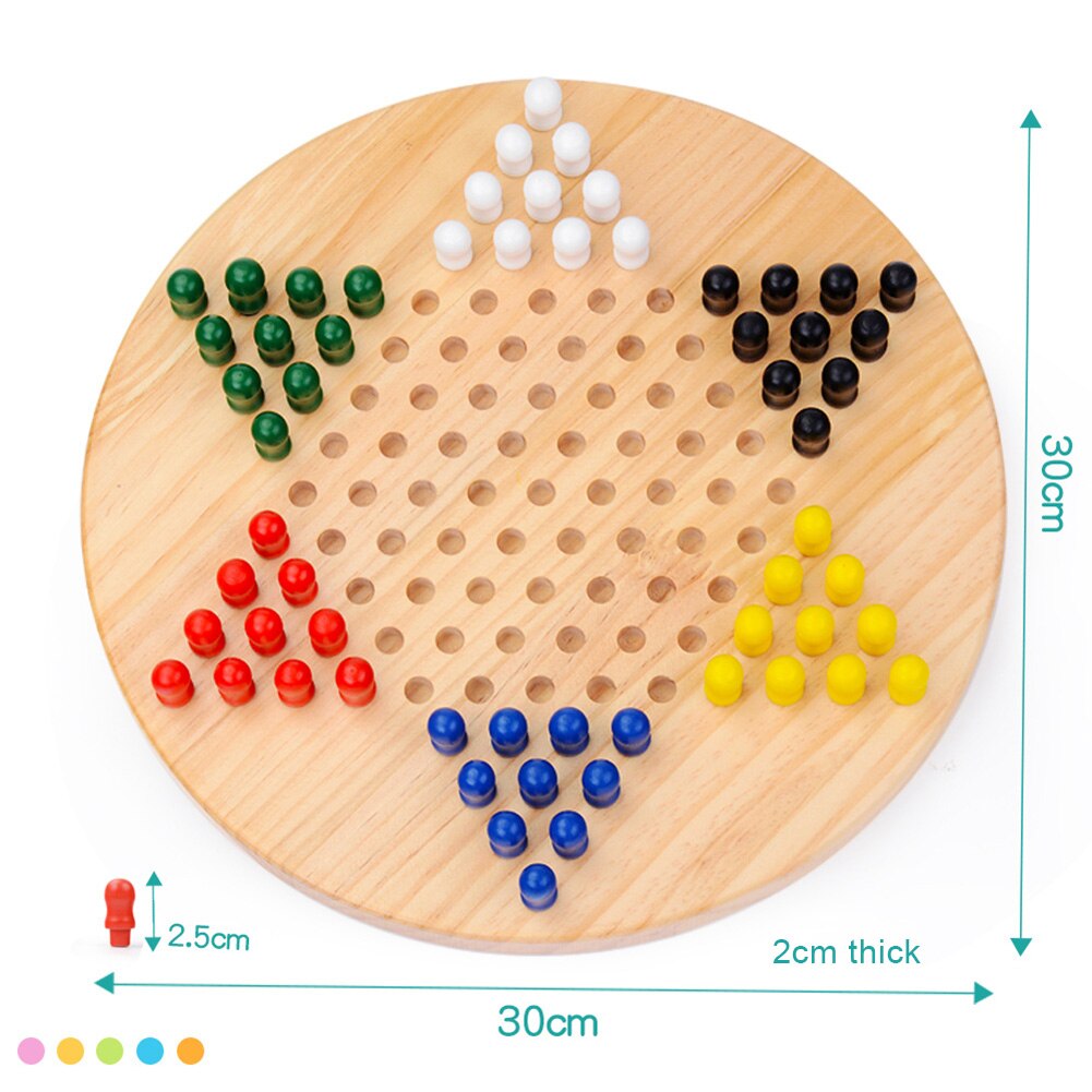 Wooden Chinese Checkers Board Game 60 Traditional Pegs for Adults Kids 6 Players AN88
