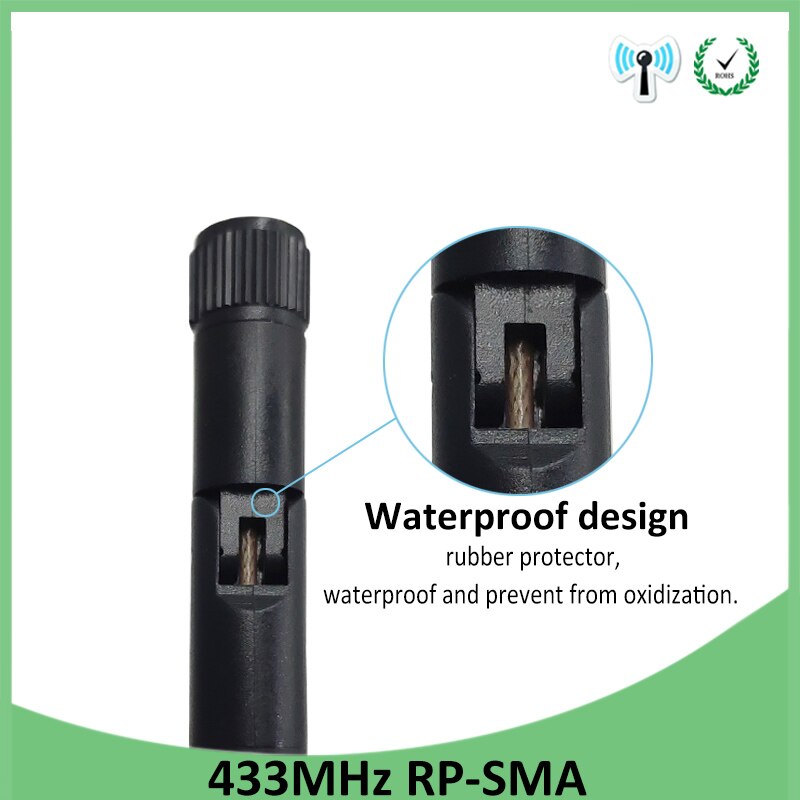 2 uds. lora de antena de 433 Mhz, 3dbi GSM 433 mhz, conector de RP-SMA, antena Lorawan de goma IPX a SMA, Cable de extensión macho