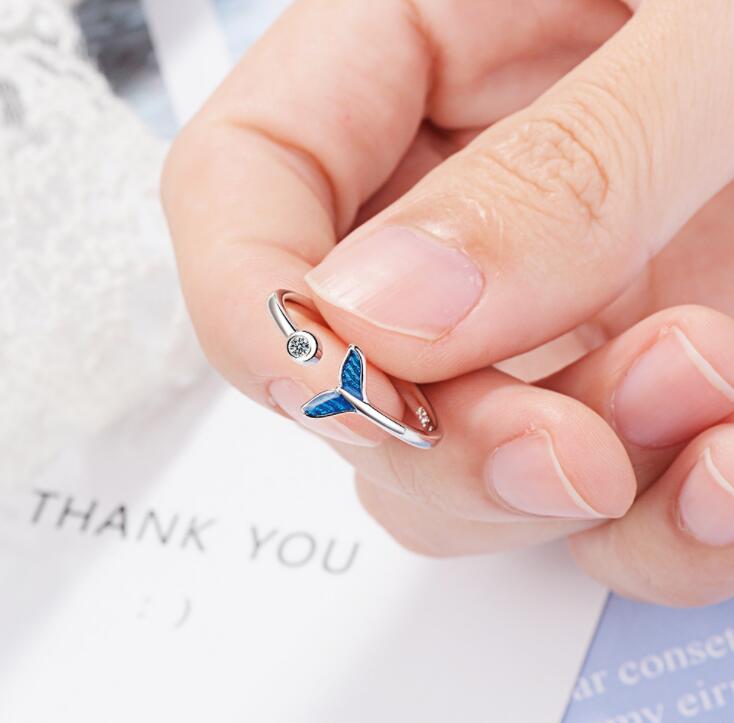 Vrouwen unieke verstelbare opening verzilverde vinger ring retro gesneden teenring zeemeermin staart vorm kubieke zirkonia ringen