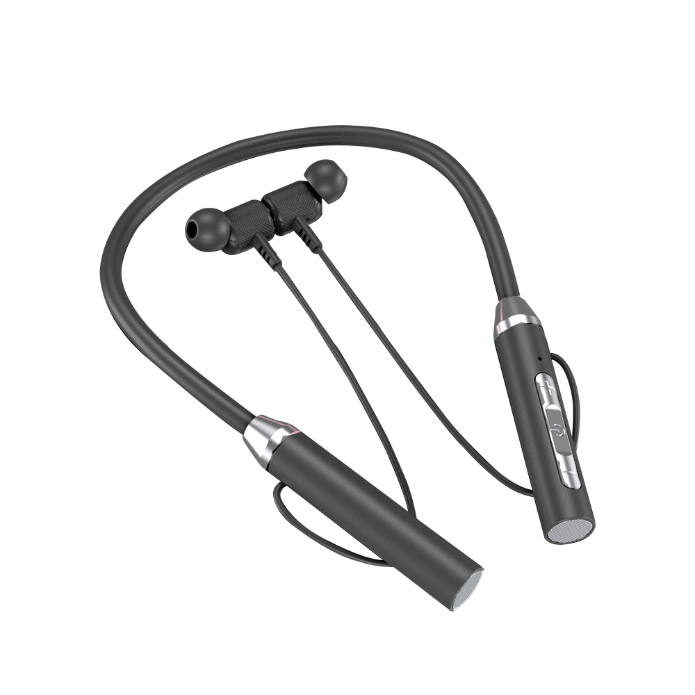 Neck Hanging Sport Headphone Wireless BT 5.0 Earphone Magnetic Bass In-ear with Stereo Microphone Noise Cancelling Music Headset: WHITE