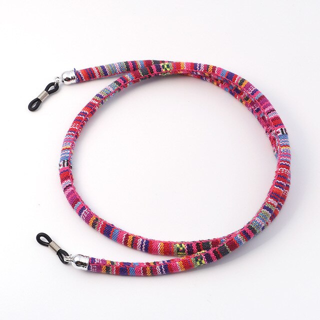 Men Women Eyeglass Sunglasses Cotton Neck String Cord Retainer Strap Eyewear Lanyard Holder High-End Ethnic Rope Glasses Chain: pink