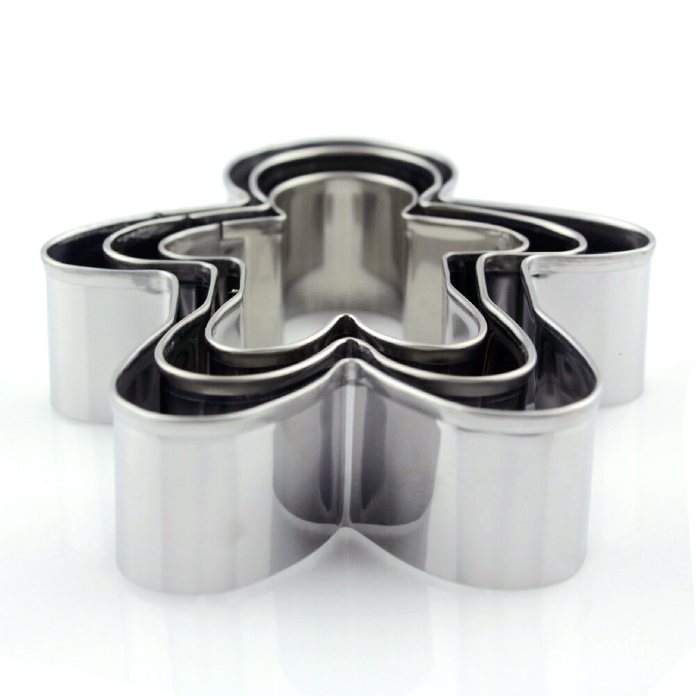 3pcs/set Dessert Stainless Steel Decorating Gingerbread Man Biscuit Mold Reusable Kitchen Cookie Cutter Baking Tools