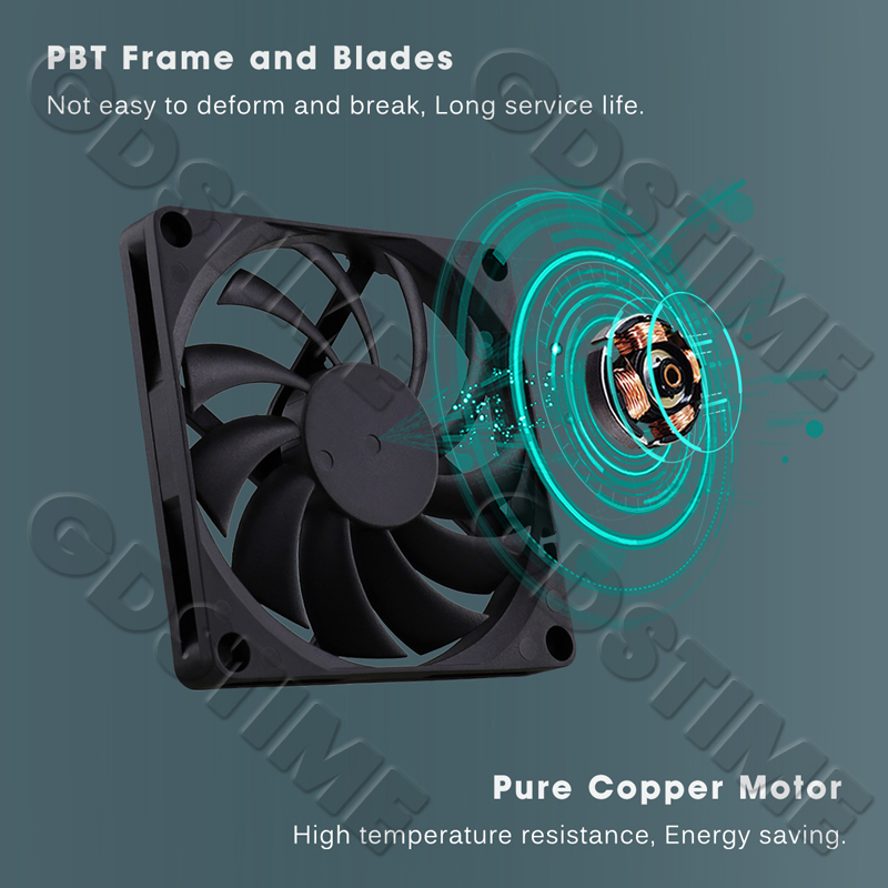Gdstime 80mm Fan DC 5V 12V 24V 80x80x10MM Brushless Cooling Fan 8010 Double Ball Cooler 8CM Axial Fan for PC Case CPU Cooling