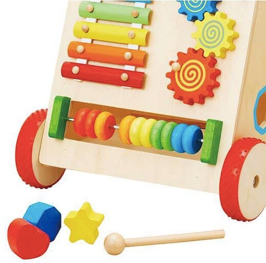 Camminatore per bambini in legno push per bambini giocattoli per bambini carrello per giocattoli in legno puzzle walker toy Sit-to-Stand Learning walker wagon