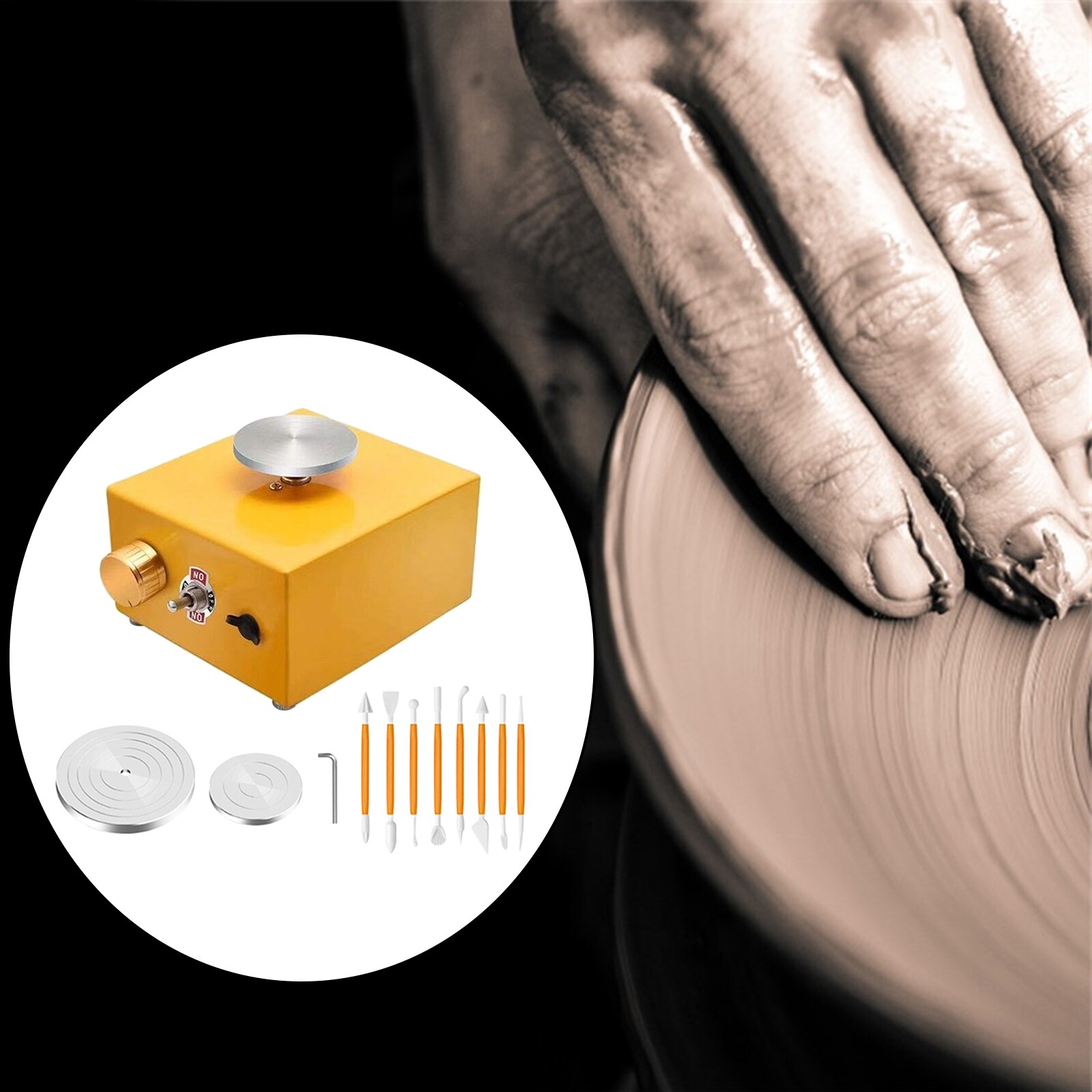 Mini Pottery Wheel Machine Electric Ceramic Work Forming Shaping DIY Tools