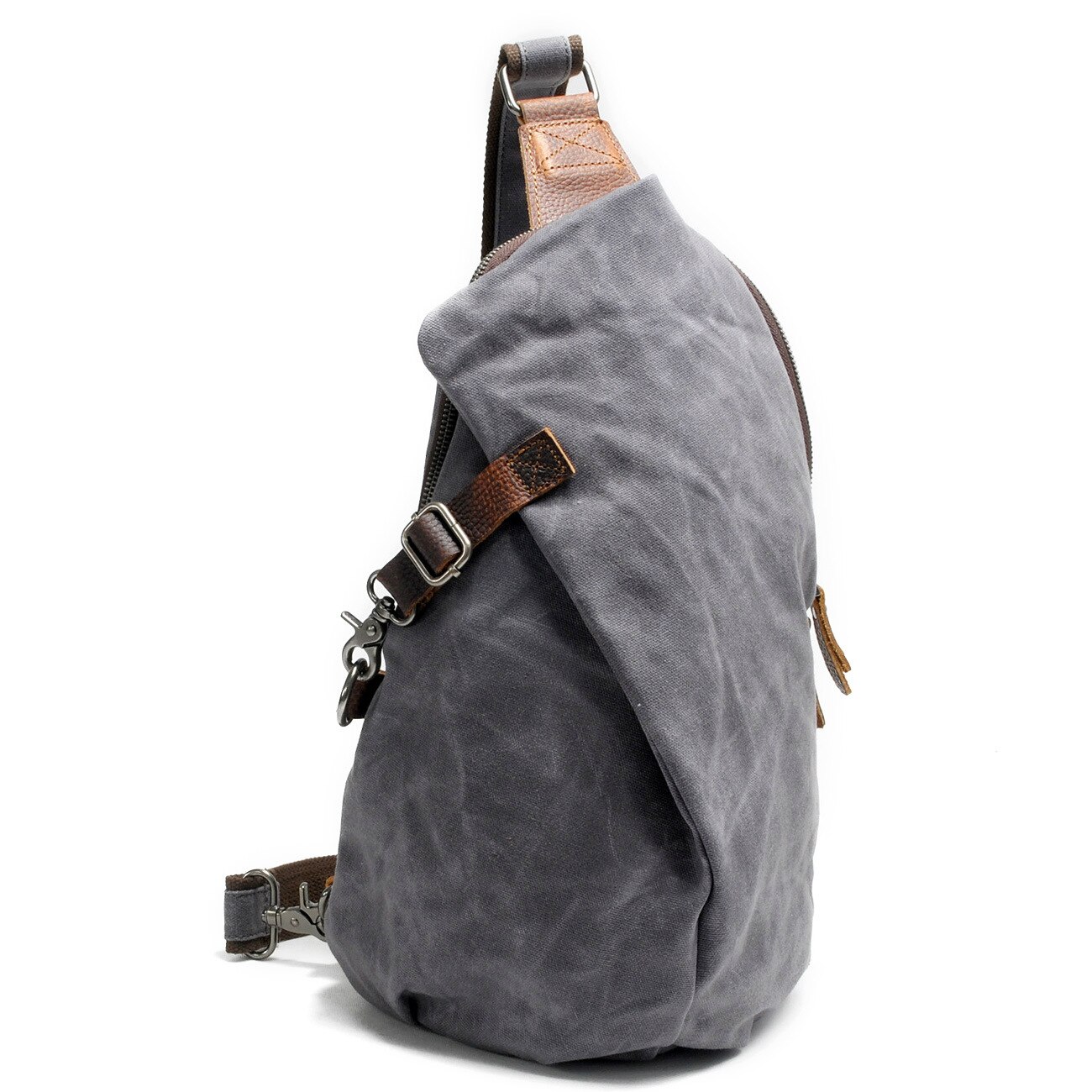 waterproof batik chest bag retro male canvas shoulder diagonal bag casual handbag dumpling bag: DarkGrey