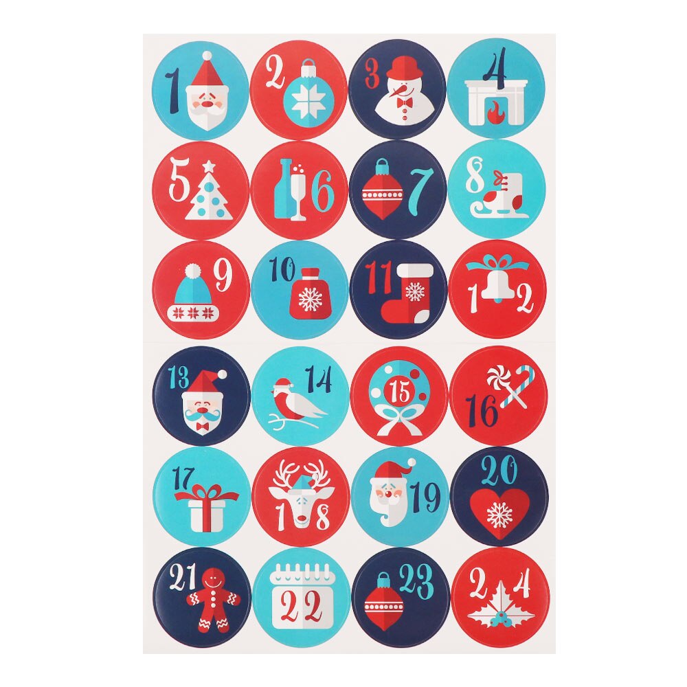 Merry Christmas Number Paper Stickers Advent Calendar Sticker Multi-Function DIY Packaging Cookie Sealing Label Decor: 14