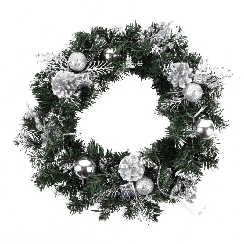25-40cm led julkrans med batteridriven led ljusslinga ytterdörr hängande krans hemdekorationer: S / 25cm
