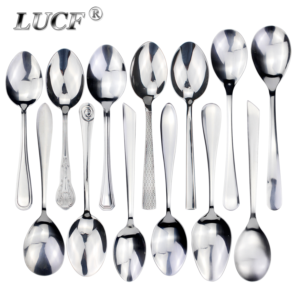 LUCF Klassische Große Portion Löffel Edelstahl Spiegel Polnischen Suppe Löffel Scoop Geschirr Besteck Für Heimat Restaurant Küche