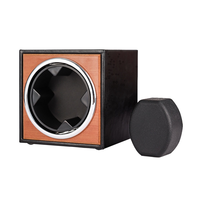 Enkelt imiteret pu læder korn automatisk ur opruller boks motor mover rotator optræk boks batteri watchwinder remontoir