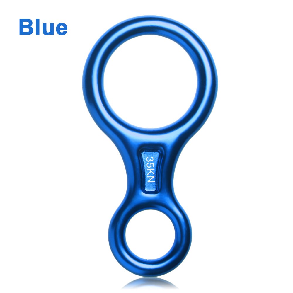 Rock Climbing 8-Shape Eight Ring Abseiling Device 35KN Descender Belay Rappelling Carabiner Downhill Rappelling Gear Molle: Blue