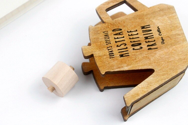 tape dispenser Transparent tape cutter retro coffee pot shape wood adhesive tape machine tape for sealing packing machi