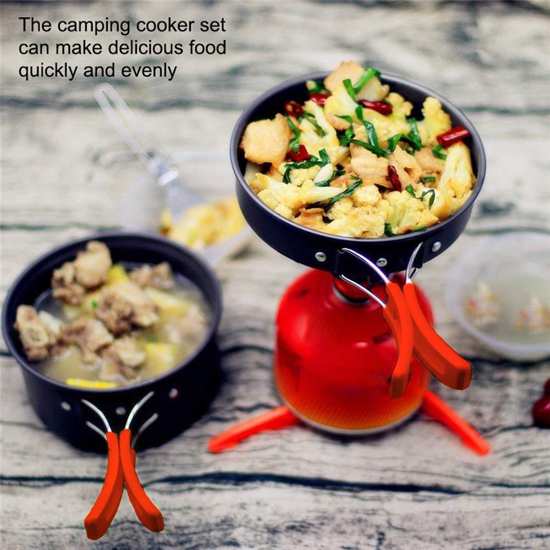 3Pcs Outdoor Kookgerei Camping Koken Pot Keukengerei Kit Opvouwbare Draagbare Geïsoleerde Handgreep Pan Backpacken Waterkoker