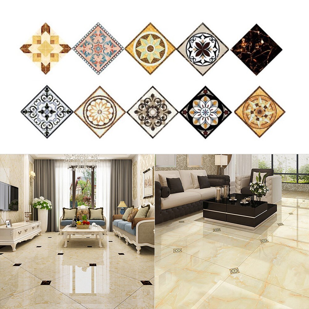 PVC Self Adhesive Ceramic Tile Sticker Waterproof Wall Sticker Art Diagonal Floor Stickers Kitchen House Decoration