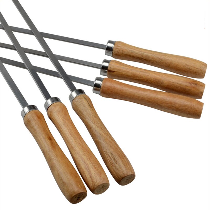 16.5in 42cm träbbq shish kebabspett rostfritt stål grillpinnar grillspett grill kabob nål värmebeständighet