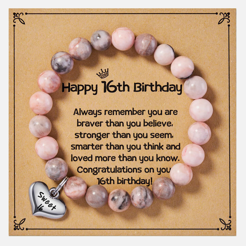 Alles Gute zum Geburtstag für 5-25 Jahre alte Mädchen, Geburtstag geflochtene Perlen Armbinde für ändern 5 bis 25 Tochter Enkelin Nichte: Rhodiniert