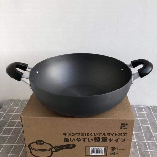 Japansk mønster dobbelt øre suppe pot hård oxid pan belægning pan pot kommerciel anti-skold håndtag pot suppe shabu: 28cm intet omslag