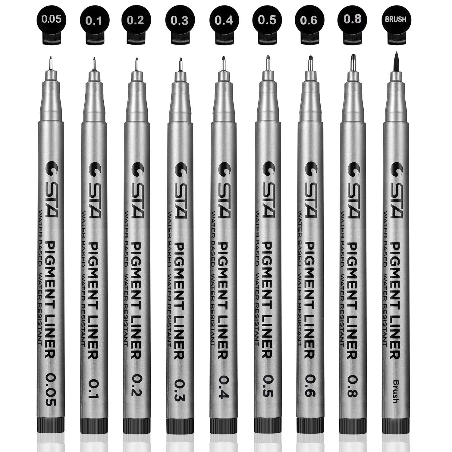 9pcs Black Micro-Pen Fineliner Ink Pen, Technical Pen, Multiliner Calligraphy, Waterproof Archival ink, Artist Illustration