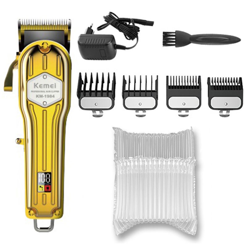 Tondeuse à cheveux professionnelle pour hommes, rasoir électrique sans fil, tout en métal, moteur puissant, coupe de cheveux: gold with bubble