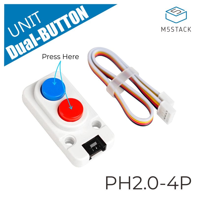 M5Stack Officiële Mini Dual Knop Unit Mini met GROVE Port Cable Connector Compatibel met FIRE/M5GO ESP32 Micropython kit