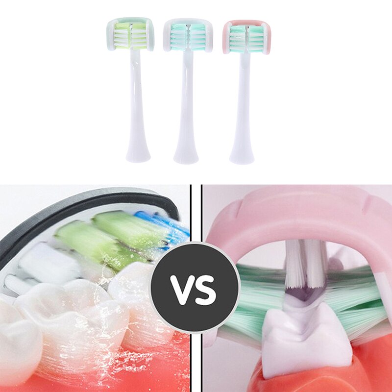 Drie-Side Opzetborstels Elektrische Tandenborstel Usb Oplaadbare Borstel Tanden Hoofd 3D Ultrasone Tandenborstel U-Vormige Timer