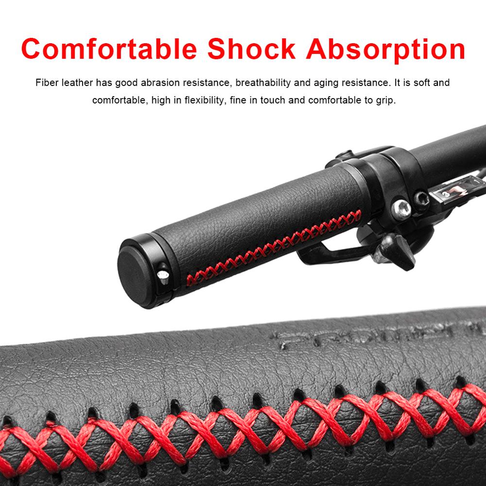 Bike Handlebar Ergonomic Fiber leather Mountain Bike Grips Non-slip Aluminum Lock for Bicycles Parts Accessories
