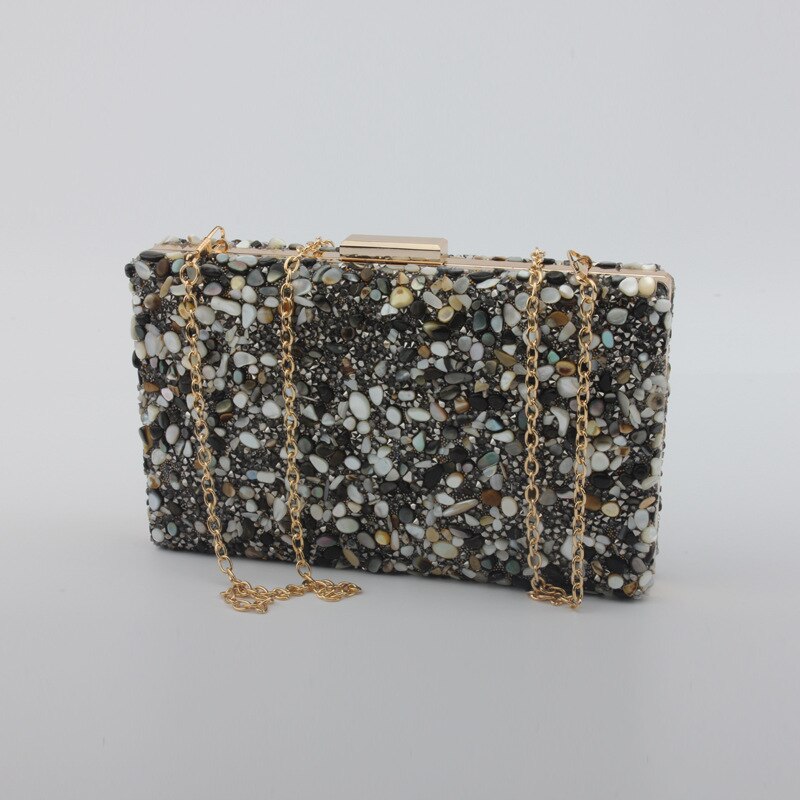 Mode Kleurrijke Kristallen Stenen Clutch Bag Avond Clutch Bags Chain Bruidsmeisje Bag Wedding Party Handtassen Portemonnee Portemonnees: Black