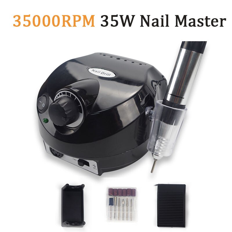 35000RPM Nail Drill Machine For Manicure Electric Equipment Nail Gel Polisher Strong Power Nail File For Manicure Nail Drill: Black Nail Drill