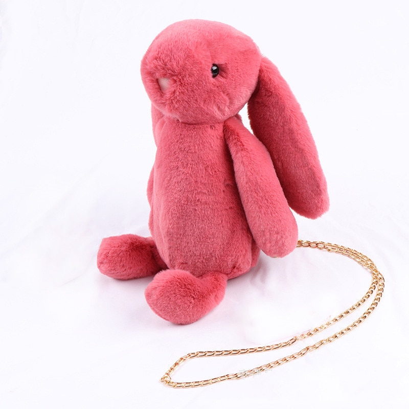Pluizig Konijn Pluche Zak Meisje Cartoon Konijn Messenger Bag Schouder Konijn Tas