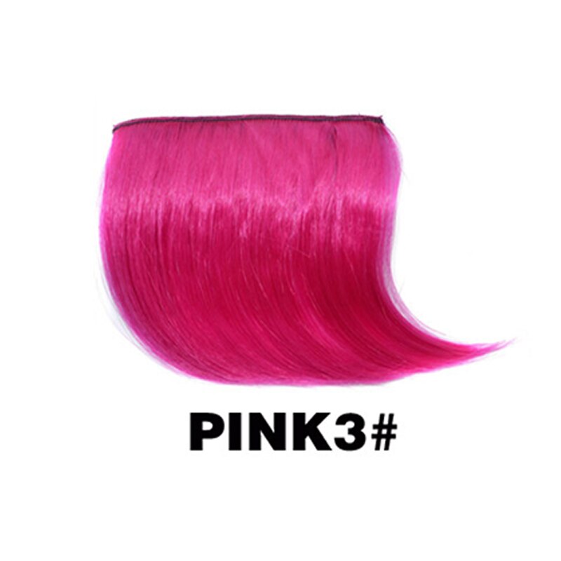 1pc 12 färger snygga tjejer clip on clip framtill bang lugg hårförlängning bit tunna mini peruk horn förläng luggen: Rosa 3