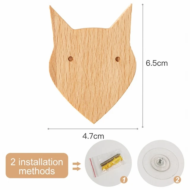 1pcs Animal Wooden Hooks Cute Room Decor Hook Wall Keychain Coat Hook Home Door Wood Hook Hanger Kitchen Accessories Gadget: Chocolate