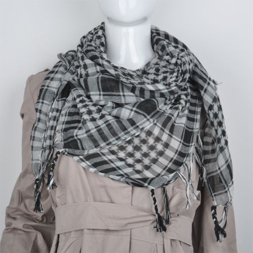 Femmes arabe shemagh keffieh palestine écharpe châle kafiya 13 couleurs: Noir blanc