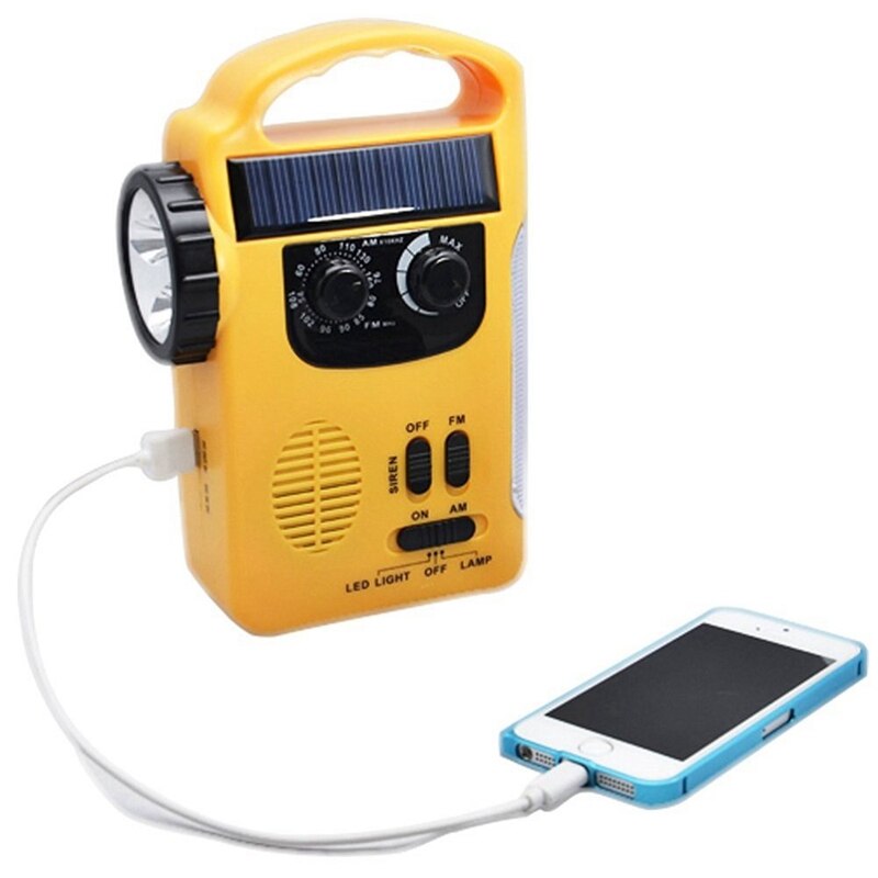 Cell Phone Charger Radio, Led Flashlight Radio, Led Lantern Radio, Siren, Rechargeable Batteries, Hand Crank, Solar Power Radio