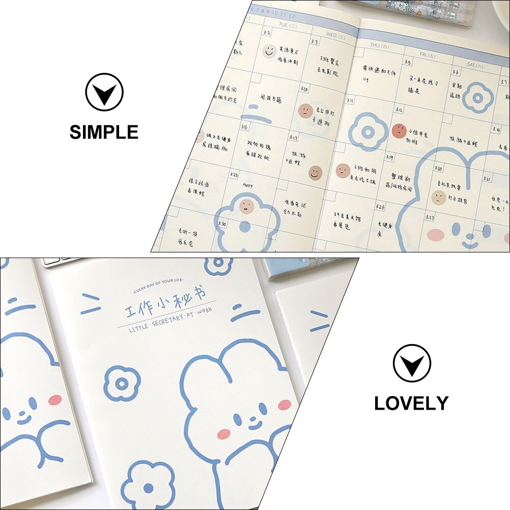 2Pcs Student Schedule Planner Annual Plan Notebook Appointment Notepad Lovely Notebook