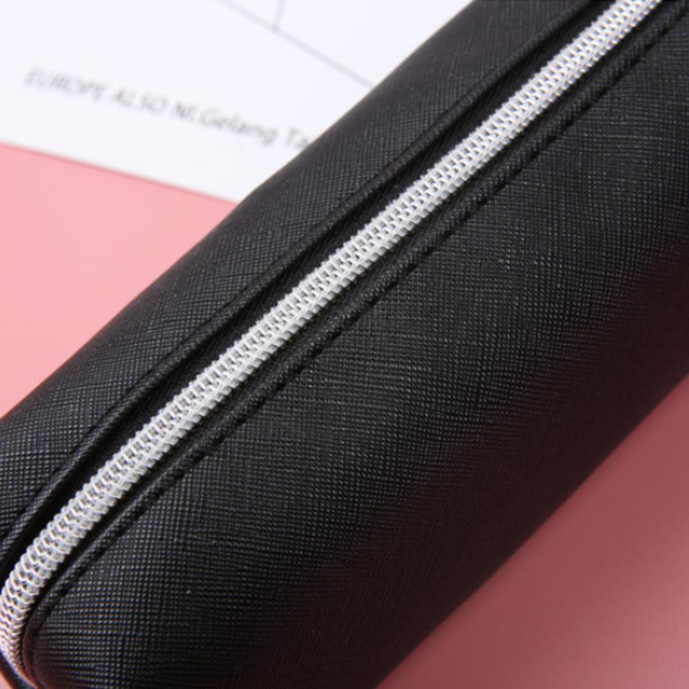 Black Pencil Case For Girls School PU Leather Big Capacity Pencil Bag Pencil Case School Supplies Stationery