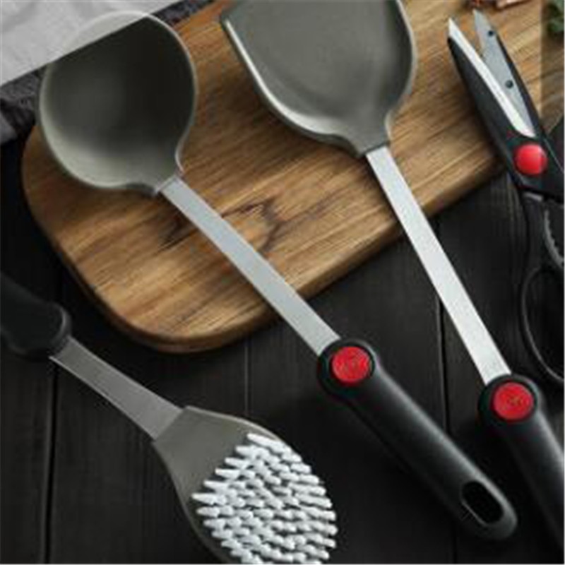 Espátula de silicona antiadherente con mango de acero inoxidable, pala de Wok, tortita de silicona, cuchara para cocina, utensilios