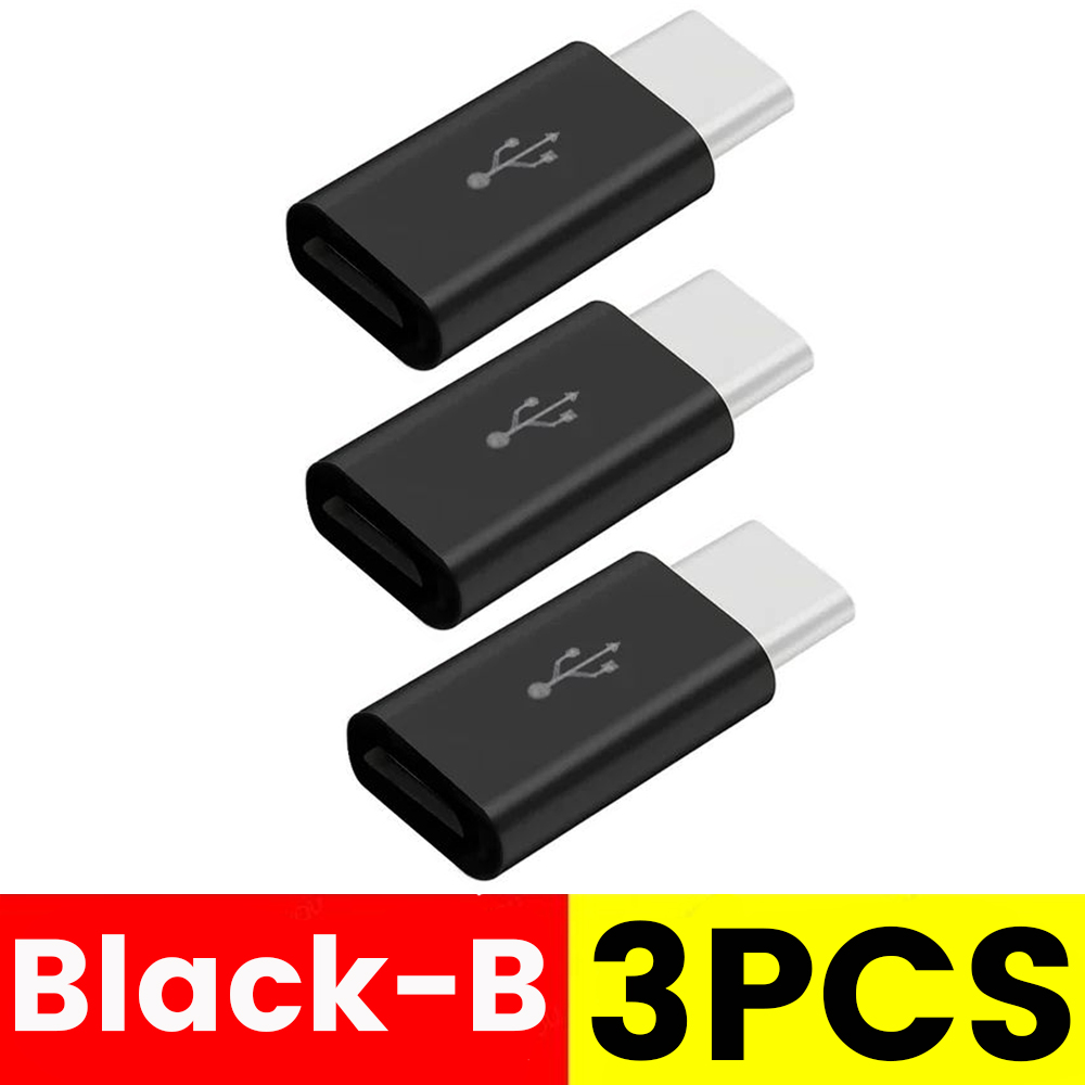 6/1Pcs Type C Female To Micro USB Male Adapter Connector Type-C Micro USB Charger Adapter for Xiaomi Huawei Phone Converter: black