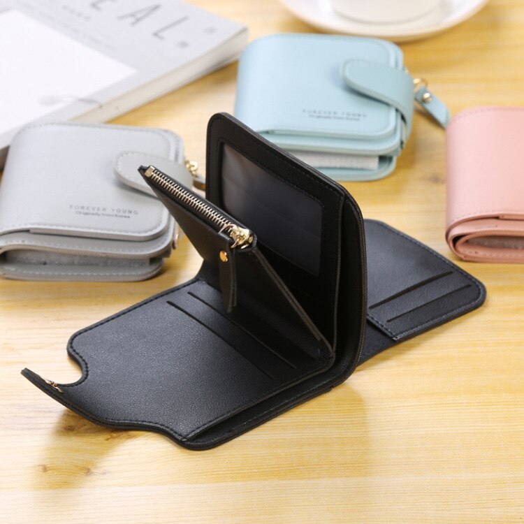 Women Wallets Luxury Brand Red Black Small Mini Coin Purse Hasp Card Holder Lady Wallet Zipper Female Leather Buckle